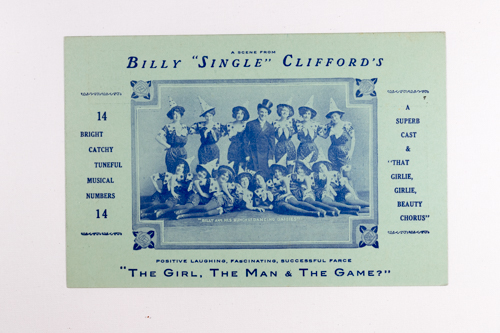  Postcard front  A Scene from Billy Single Clifford's The Girl, The Man, & The Game?