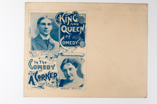 Gummed envelope: King and Queen of Comedy, Billy S. Clifford — Maud Huth
